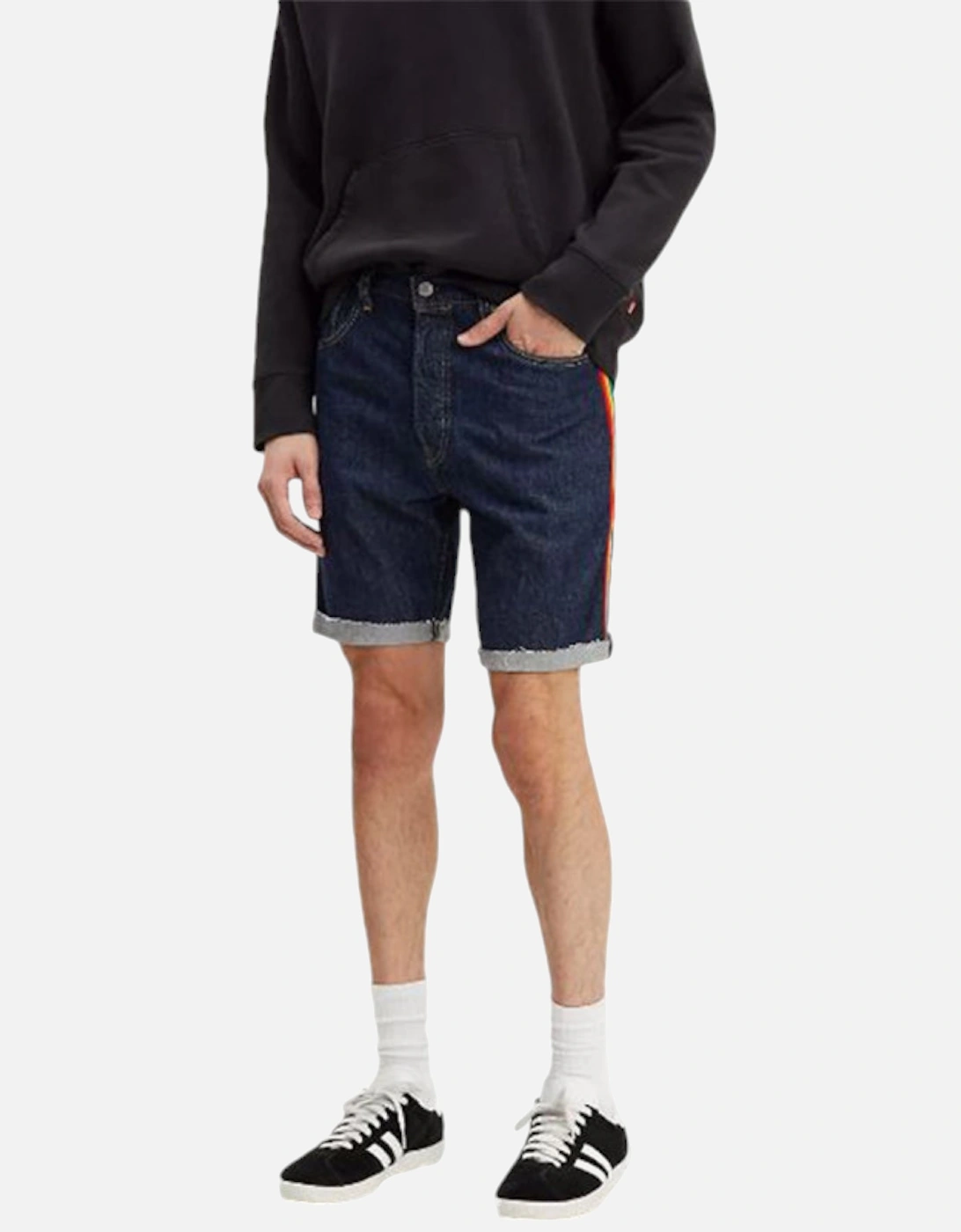 Levis 501 Men's Blue Levis Pride 501 Shorts Levi Cut Off Denim Shorts Slim Taper Stretch Cotton - Size: 28/32