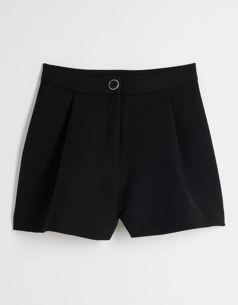 Button Front Shorts - Black