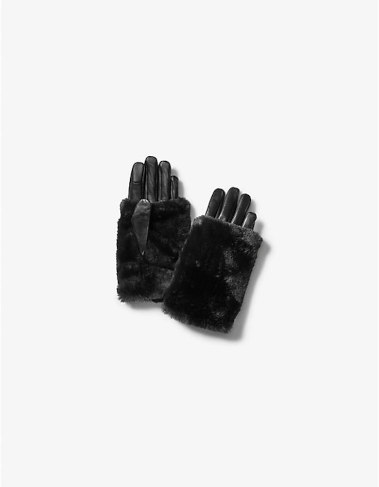 2-in-1 Leather and Faux Fur Gloves