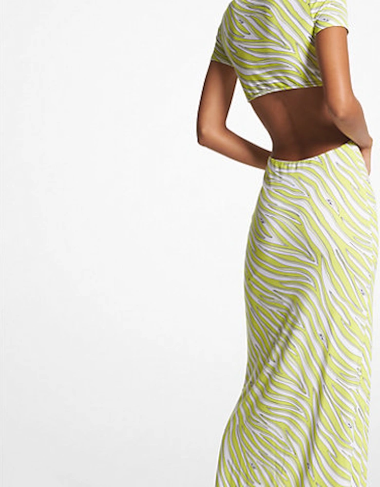 Zebra Print Matte Jersey Cutout Dress
