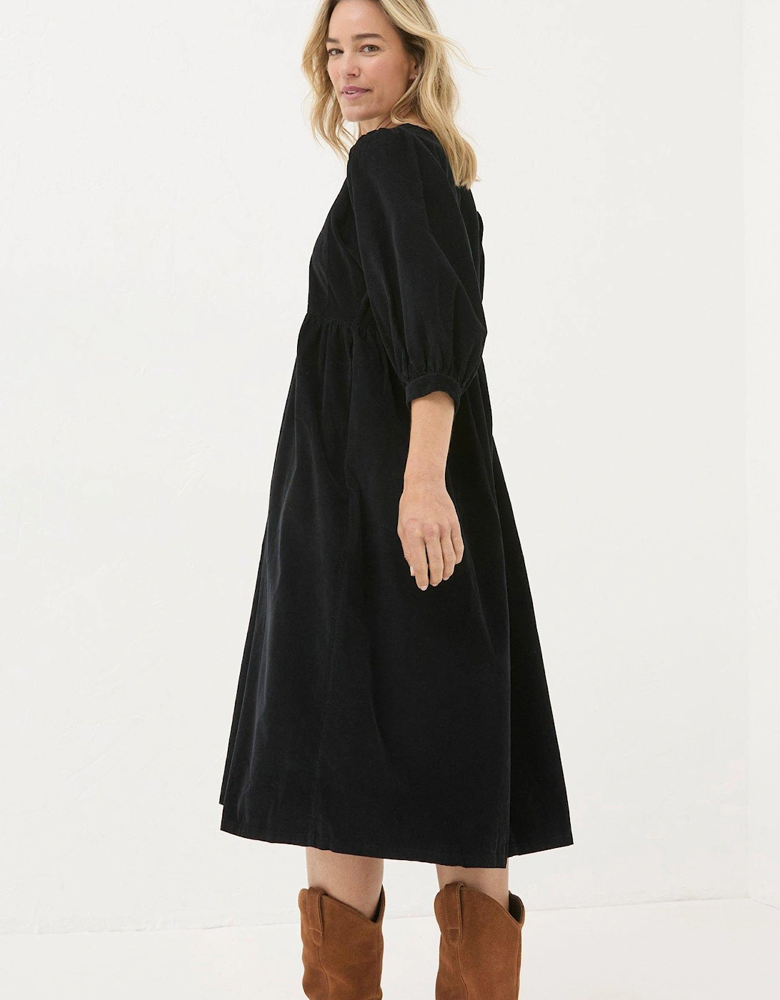 Ceil Cord Midi Dress - Black