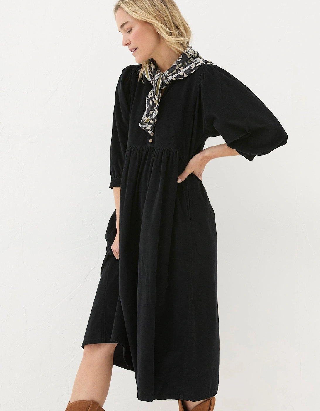 Ceil Cord Midi Dress - Black