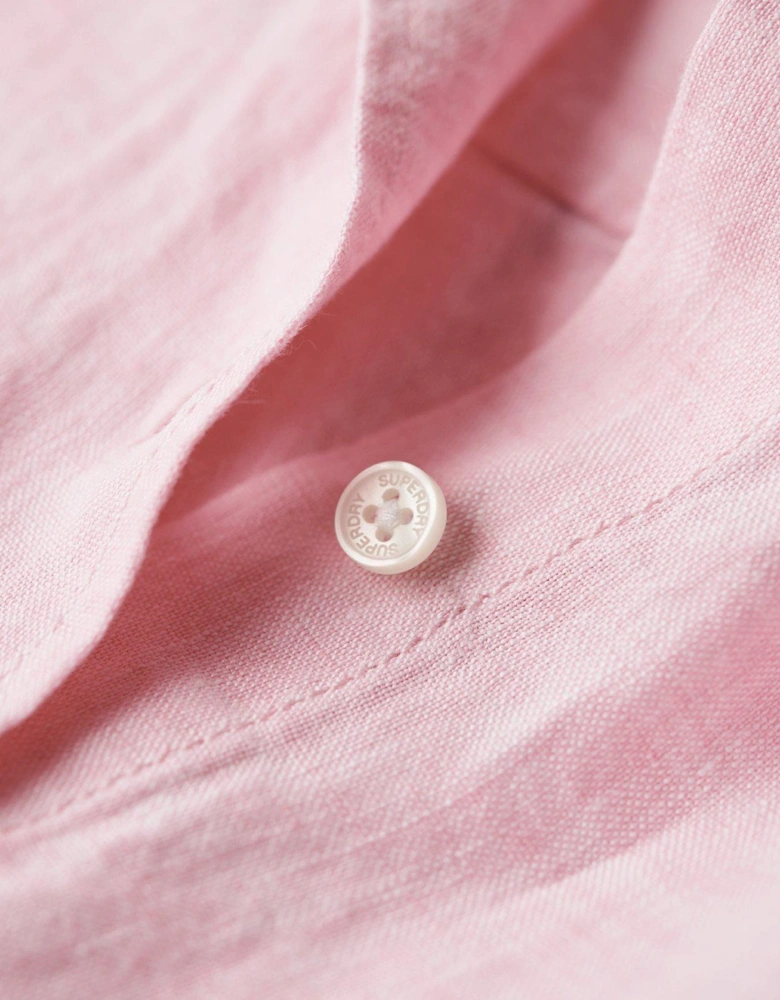 Casual Linen Boyfriend Shirt - Pink