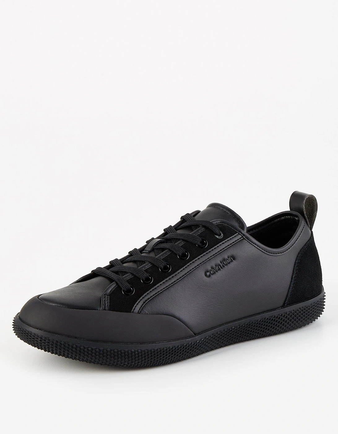 Low Top Patent Trim Lace Up Sneakers - Black