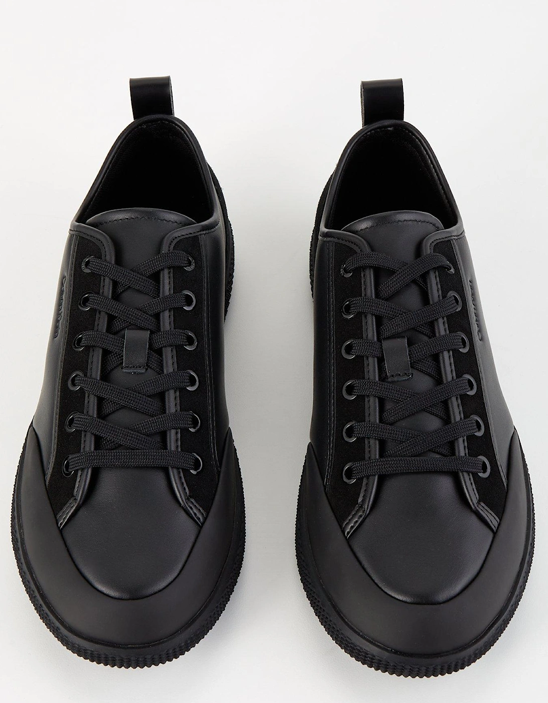 Low Top Patent Trim Lace Up Sneakers - Black