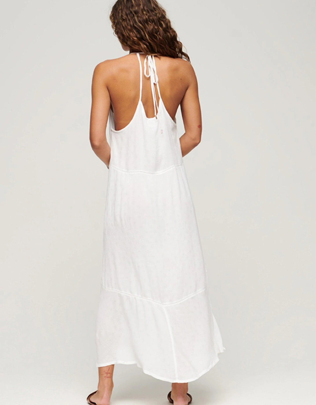 Lace Trim Maxi Dress - Cream