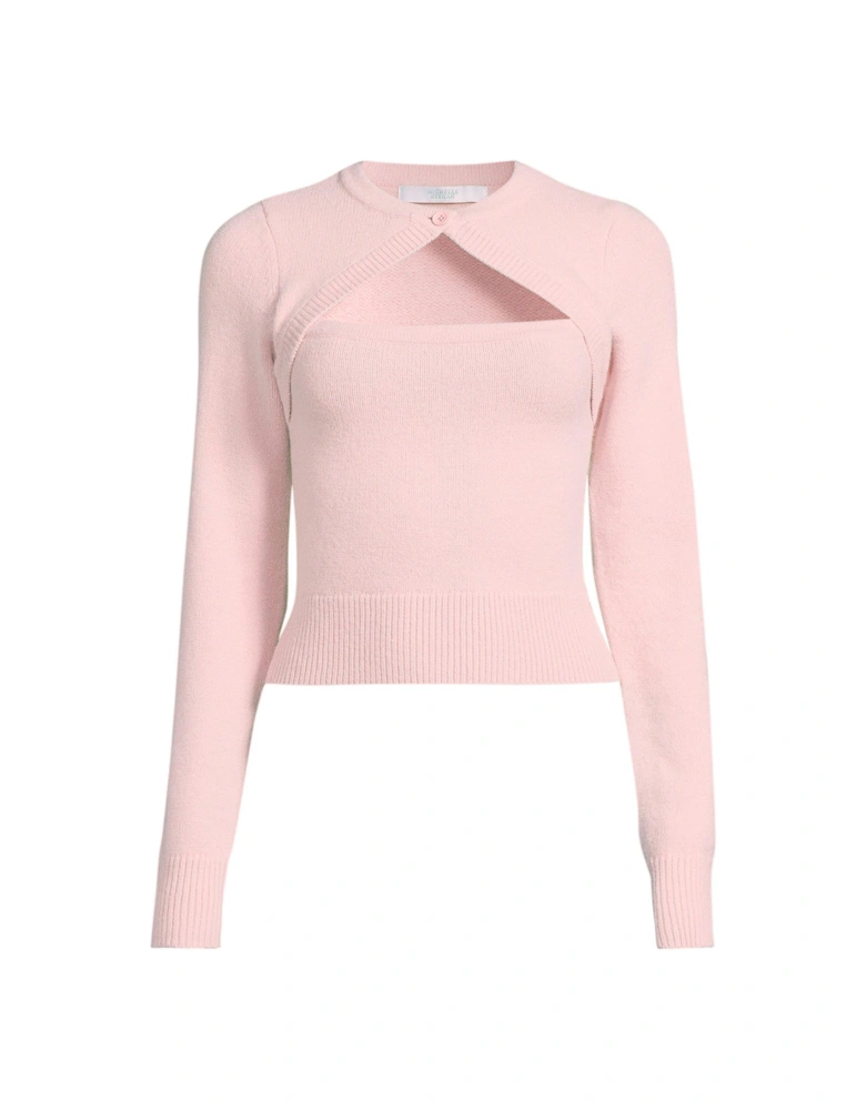 Cut Out Knitted Jumper - Pink