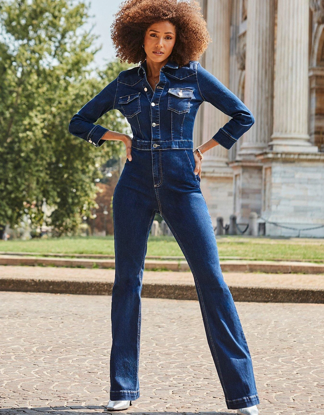 Western Bootcut Jumpsuit - Blue