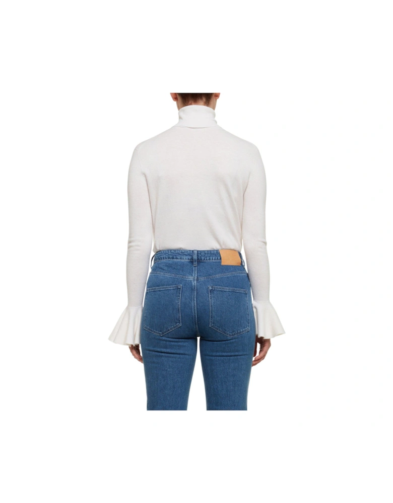 Tamsenn Roll Neck Sweater With Fluted Sleeves - Off White