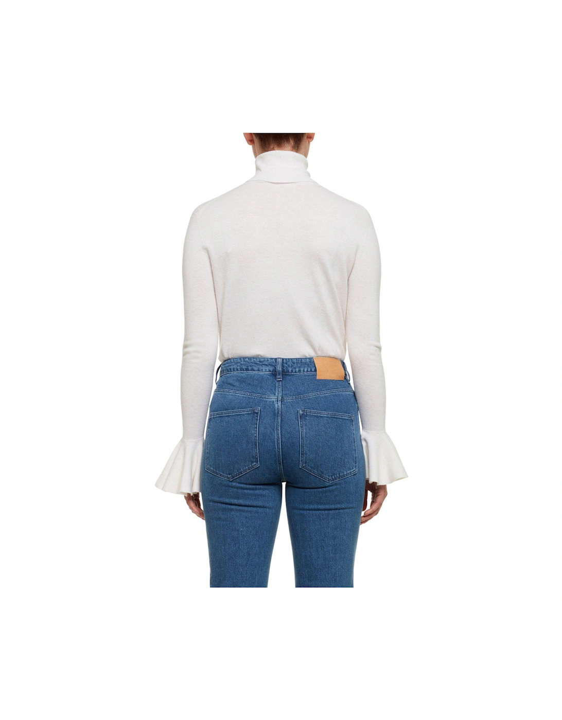 Tamsenn Roll Neck Sweater With Fluted Sleeves - Off White