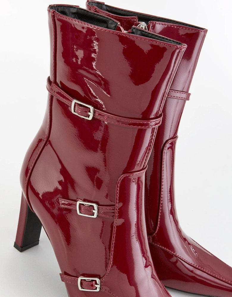 Brinkley Buckle Ankle Boot - Burgundy