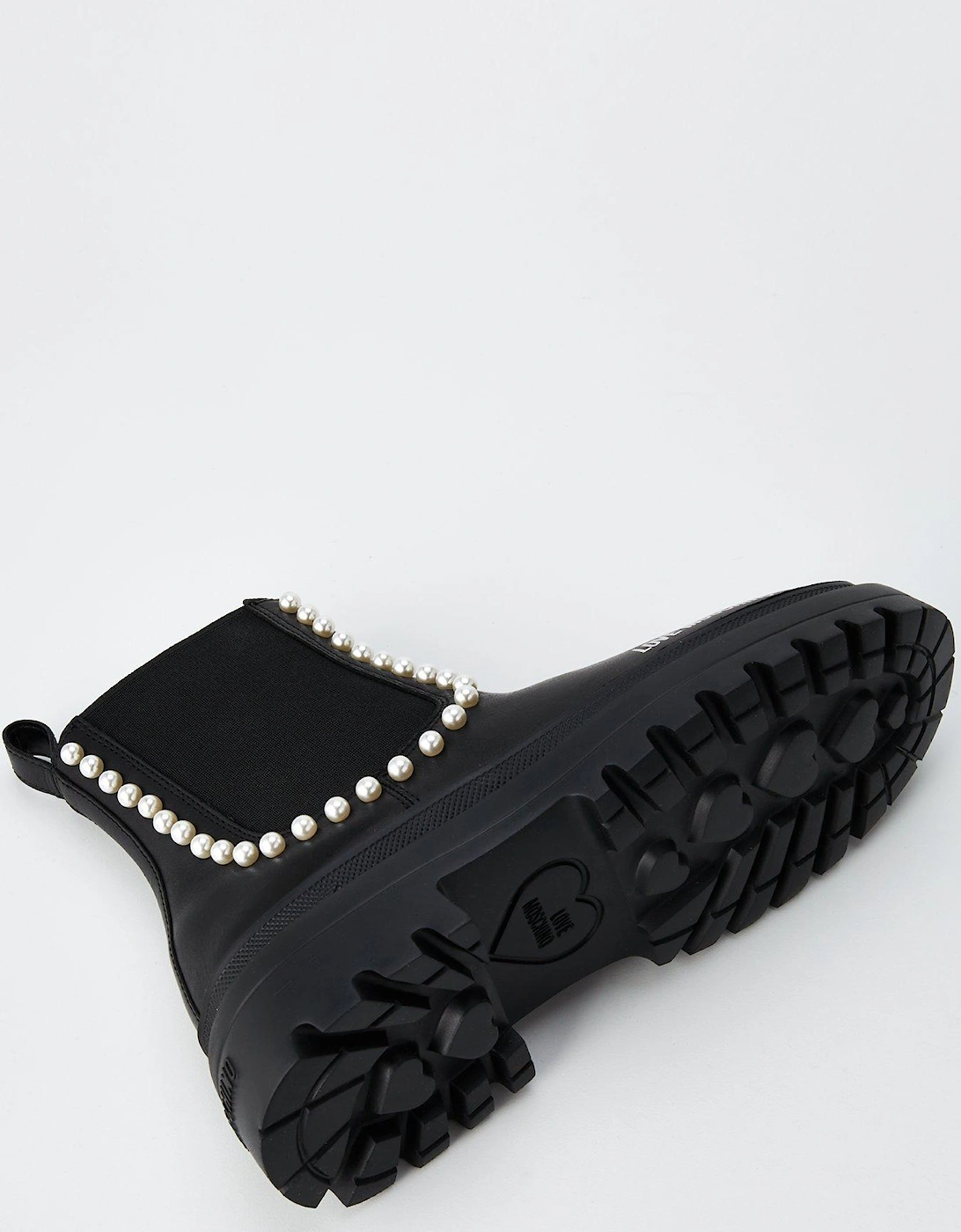 Chunky Pearl Ankle Boots - Black