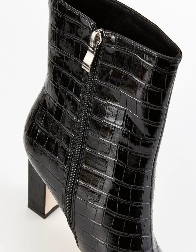 Marsell Croc Ankle Boot - Black