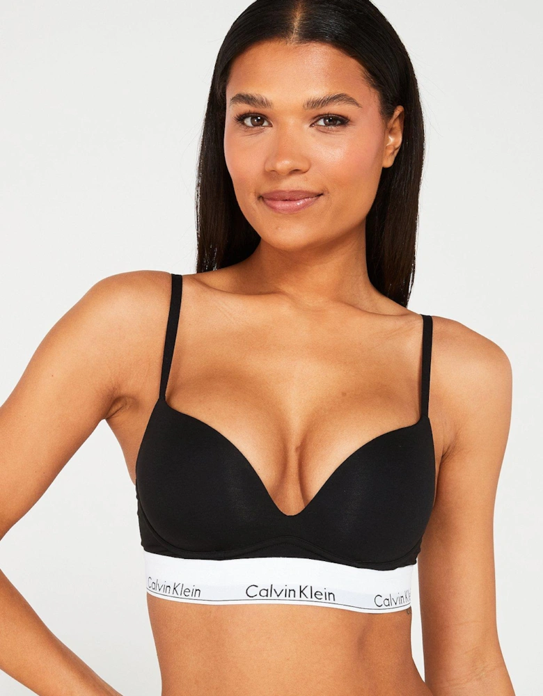 Modern Cotton Plunge Bra - Black