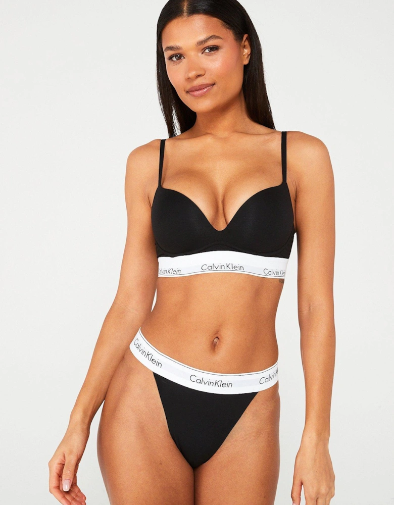 Modern Cotton Plunge Bra - Black
