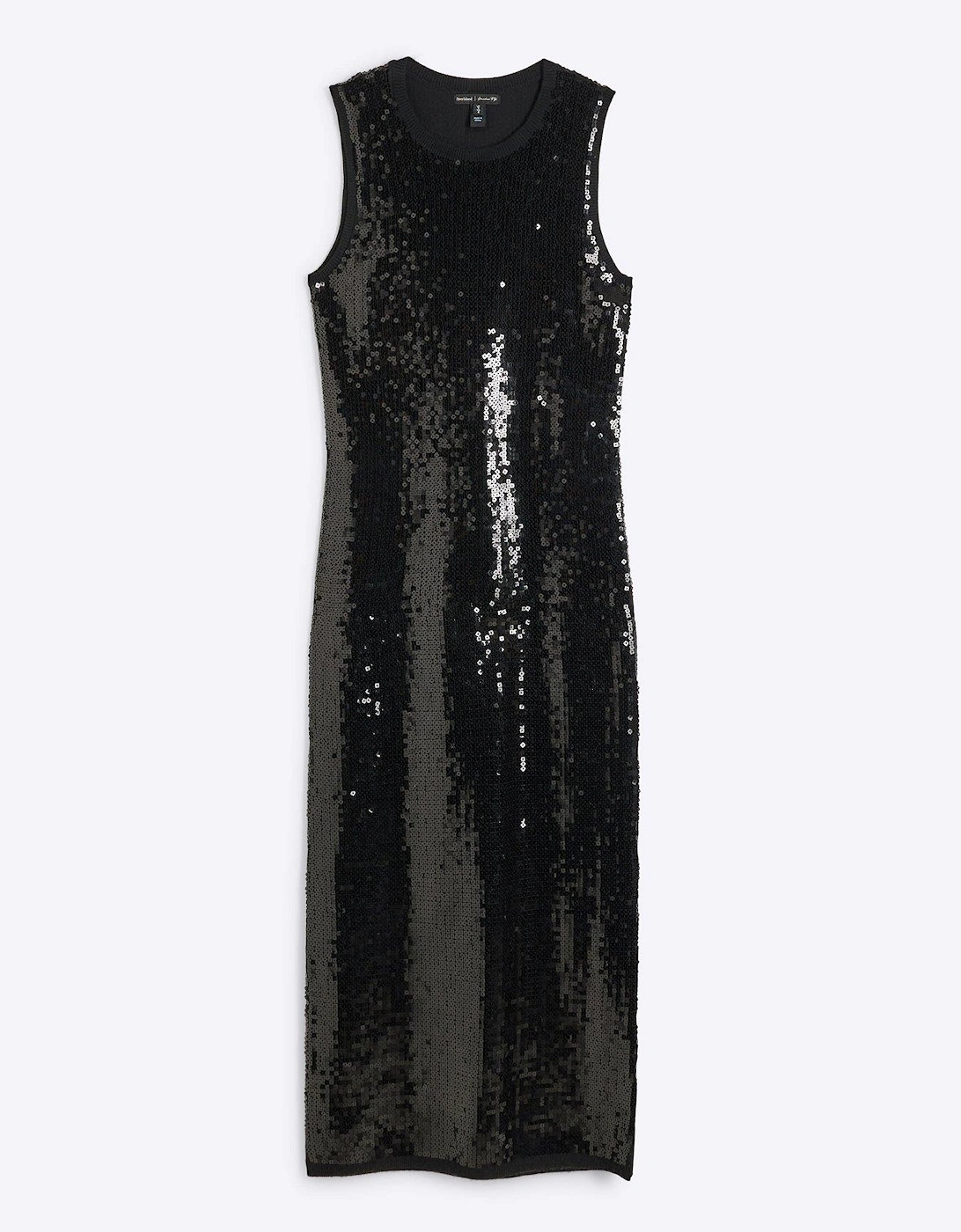 Sequin Bodycon Midi Dress - Black