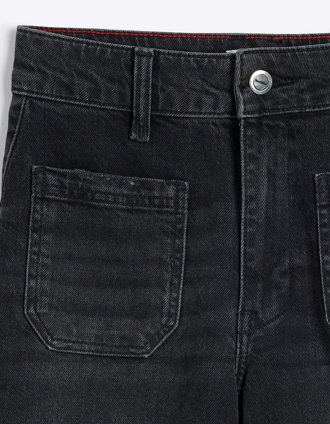 Wide Leg Pocket Detail Jean - Black