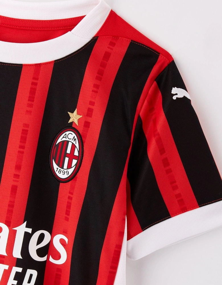 Youth Ac Milan Home 24/25 Home Short Sleeved Shirt - Red