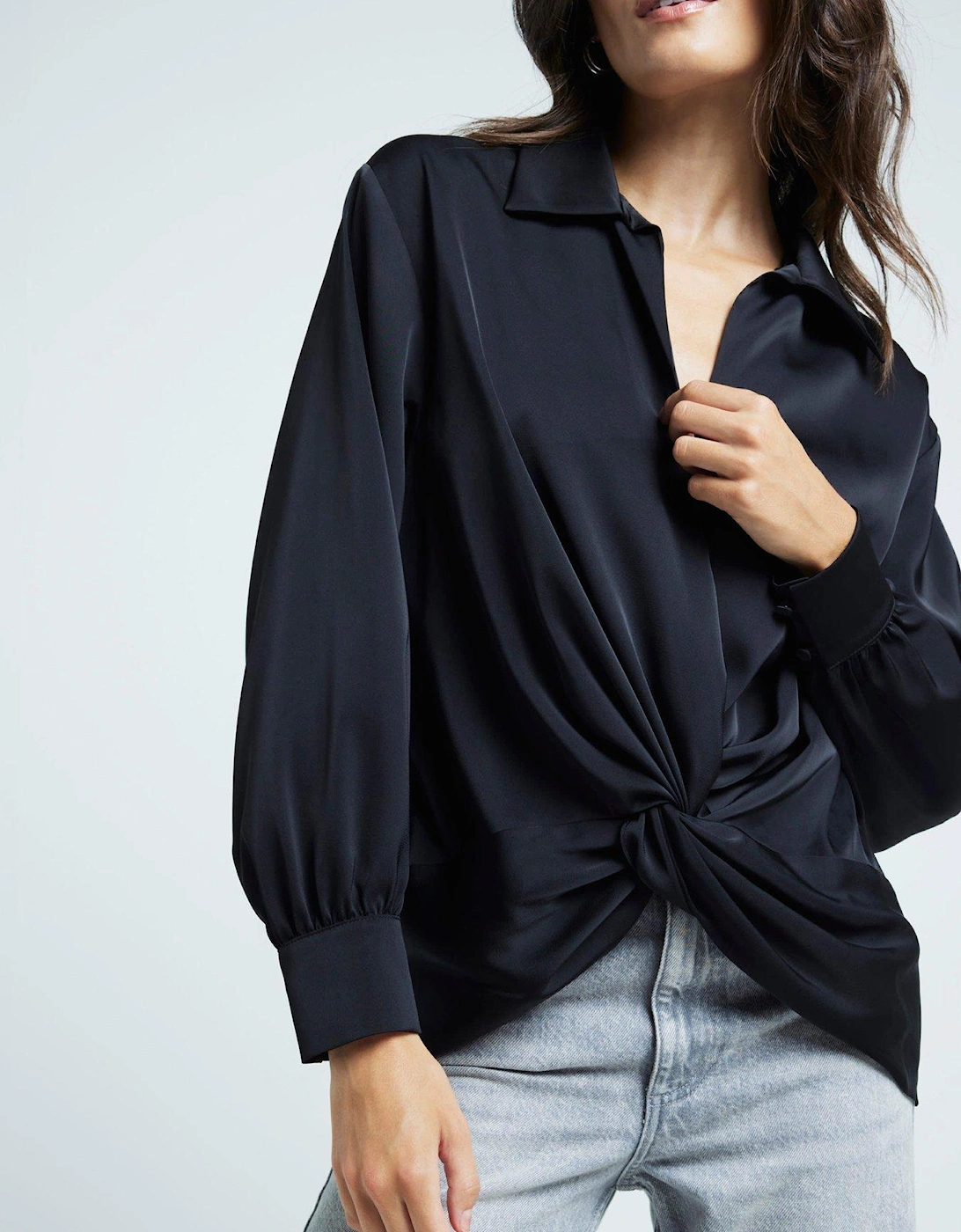 Twisted Front Blouse - Black