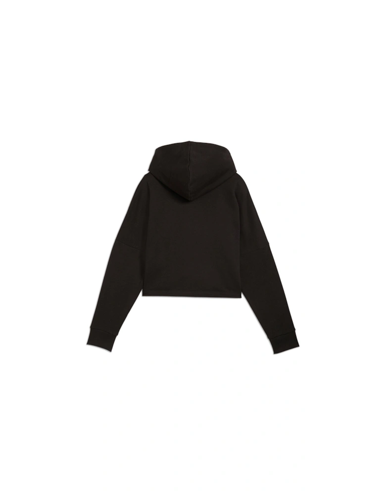 Girls Essentials Logo Cropped Hoodie - Black