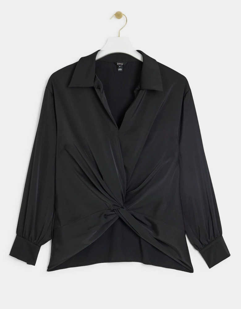 Twisted Front Blouse - Black