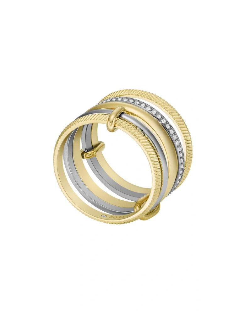 Women's Harlow Linear Texture Two-Tone Stainless Steel Prestack Ring