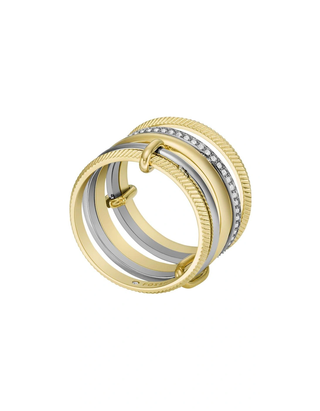 Women's Harlow Linear Texture Two-Tone Stainless Steel Prestack Ring