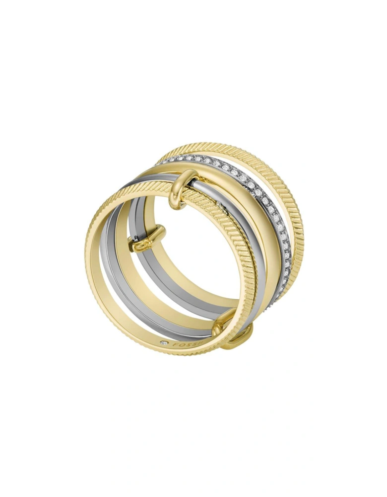 Women's Harlow Linear Texture Two-Tone Stainless Steel Prestack Ring