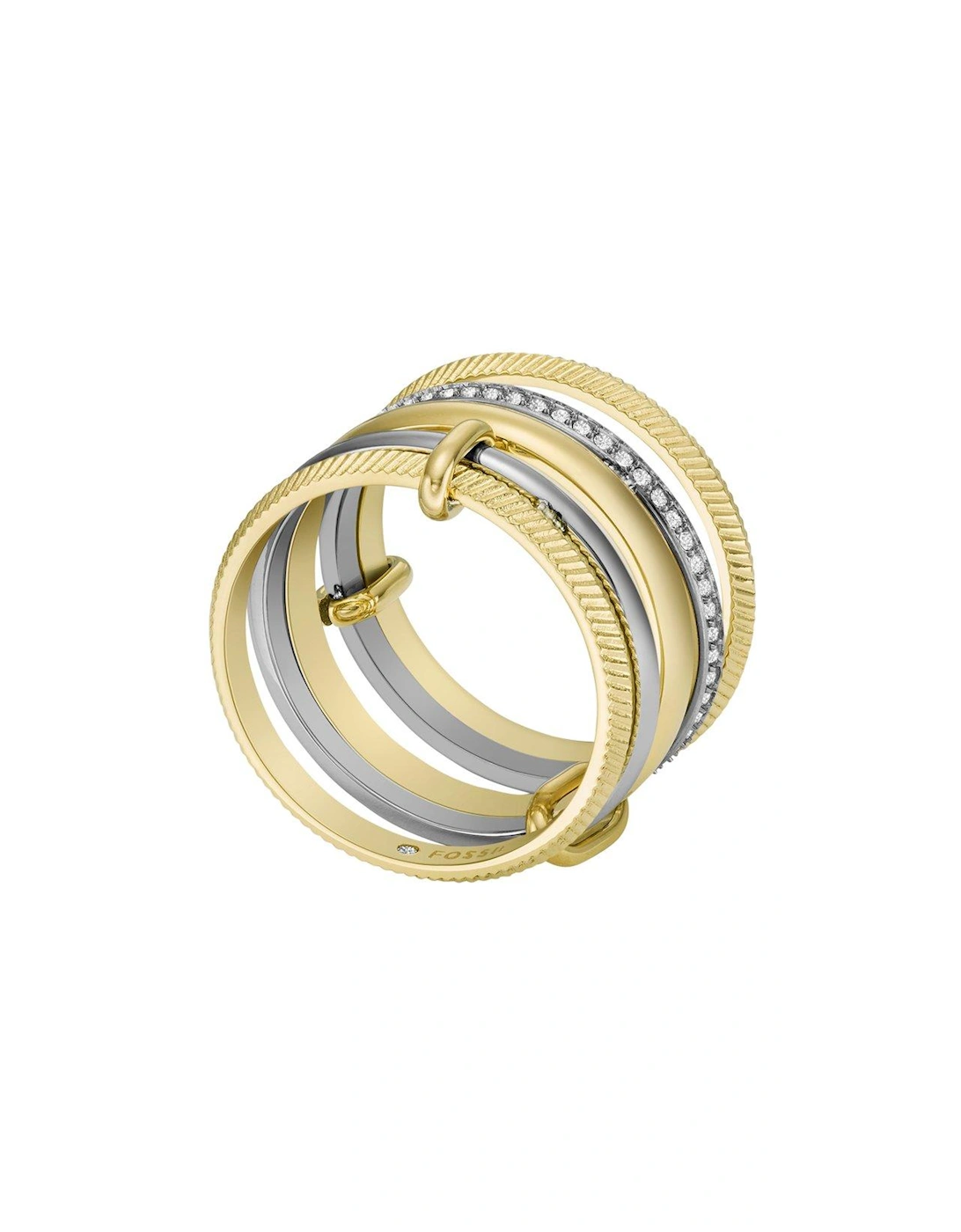 Women's Harlow Linear Texture Two-Tone Stainless Steel Prestack Ring