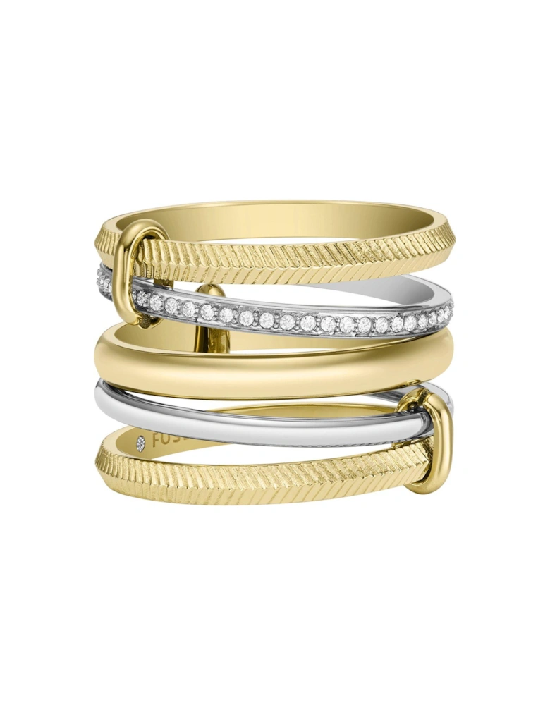 Women's Harlow Linear Texture Two-Tone Stainless Steel Prestack Ring