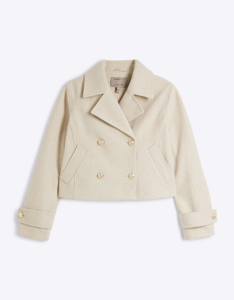 Short Double Breasted Jacket - Light Beige