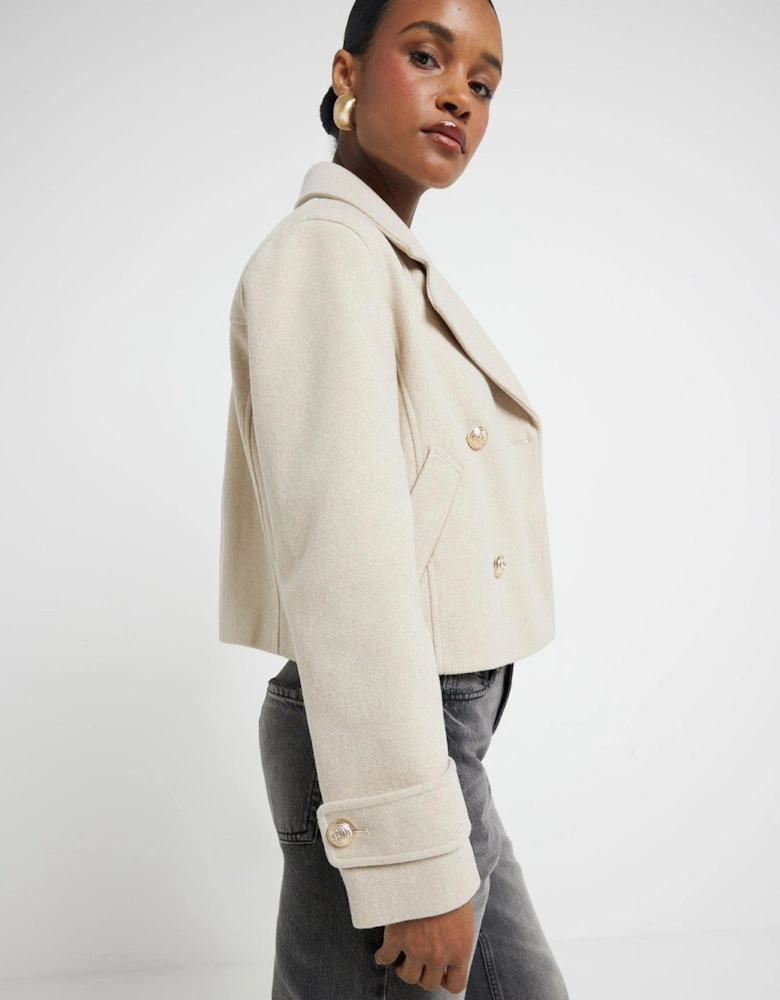 Short Double Breasted Jacket - Light Beige