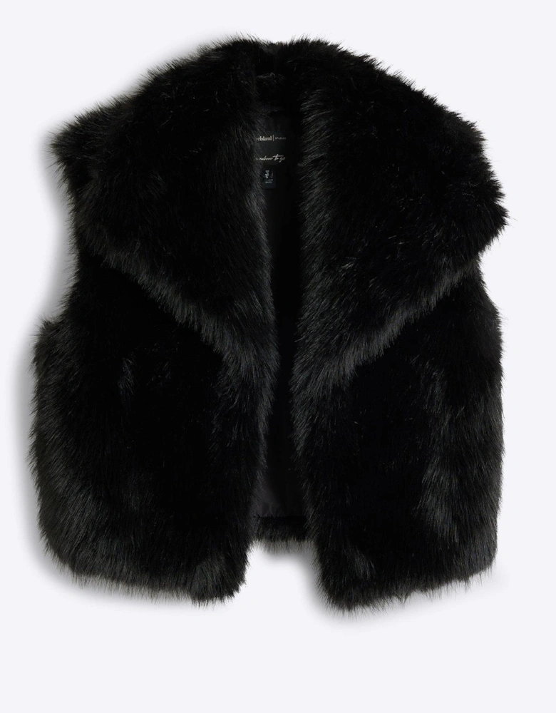 Short Faux Fur Gilet - Black