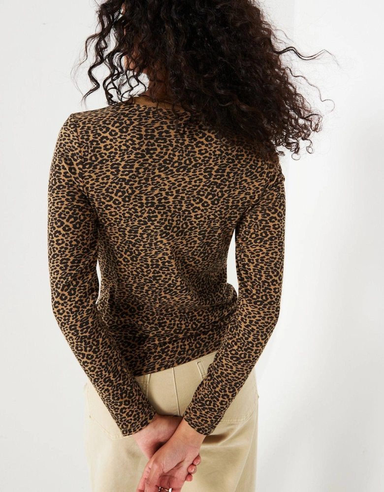 Essential Long Sleeve T-shirt - Annessa Cheetah Ermine - Brown