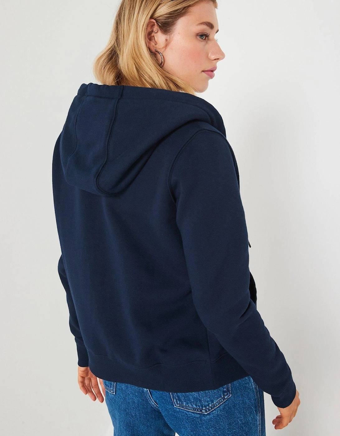 Flag Logo Zip Through Hoodie - Navy