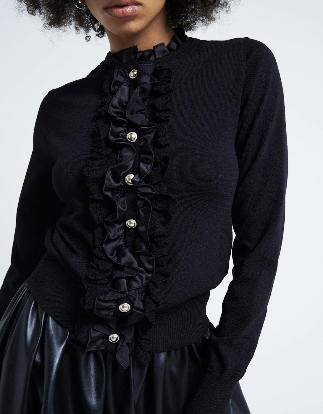 Ultimate Ruffle Knit Top - Black