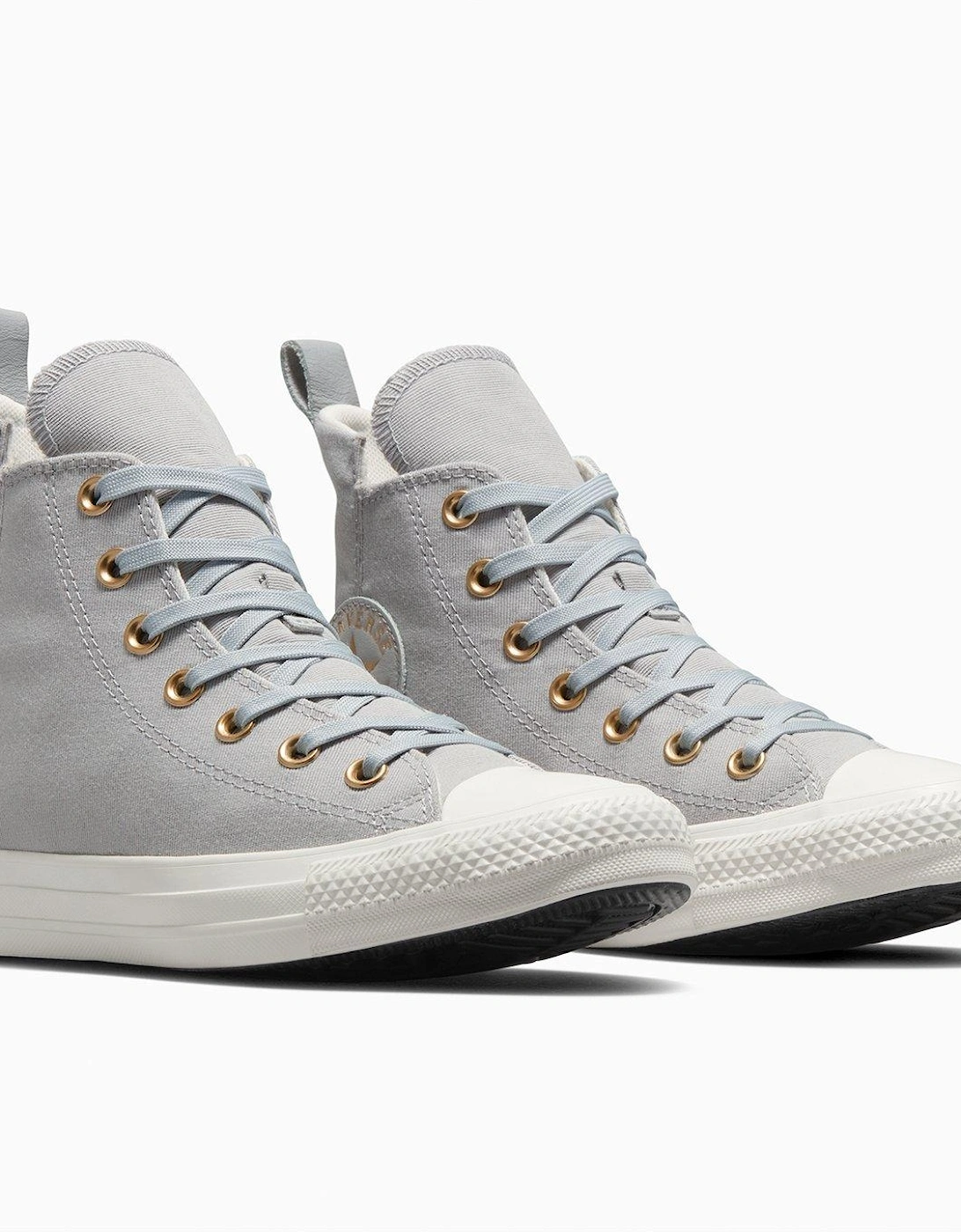 Womens Modern Tailored Polyester Canvas Hi Trainers - Grey