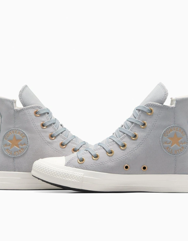 Womens Modern Tailored Polyester Canvas Hi Trainers - Grey