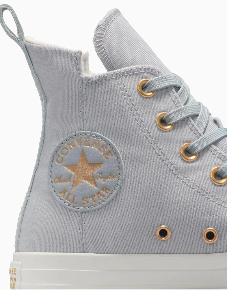 Womens Modern Tailored Polyester Canvas Hi Trainers - Grey