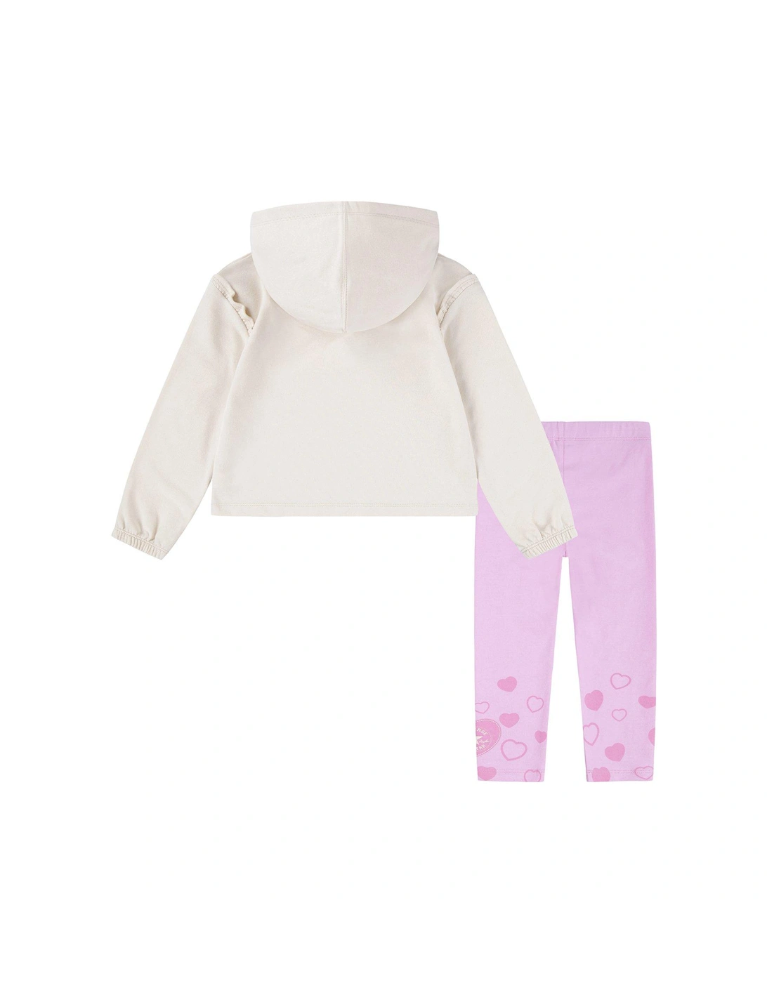 Younger Girls Hoodie and Heart Leggings Set - Pink