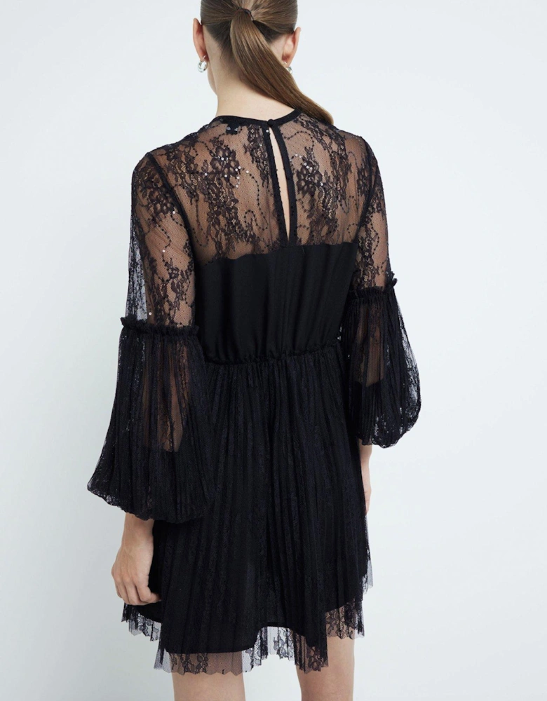 Lace Hybrid Dress - Black