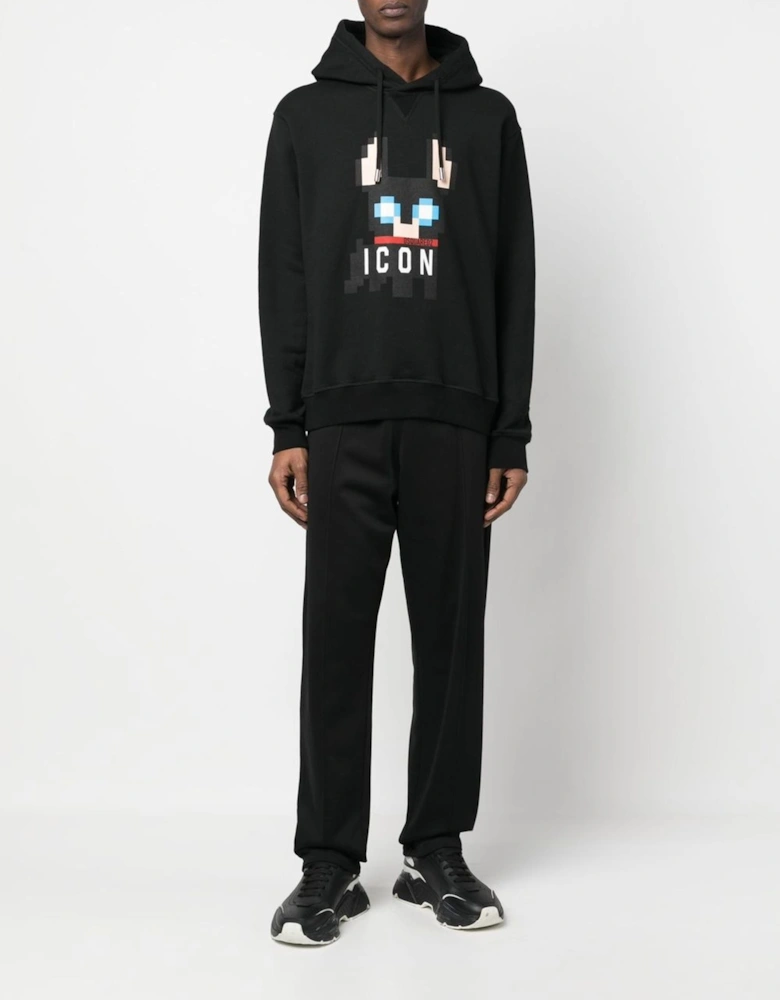 Pixelated Ciro Printed Hoodie in Black