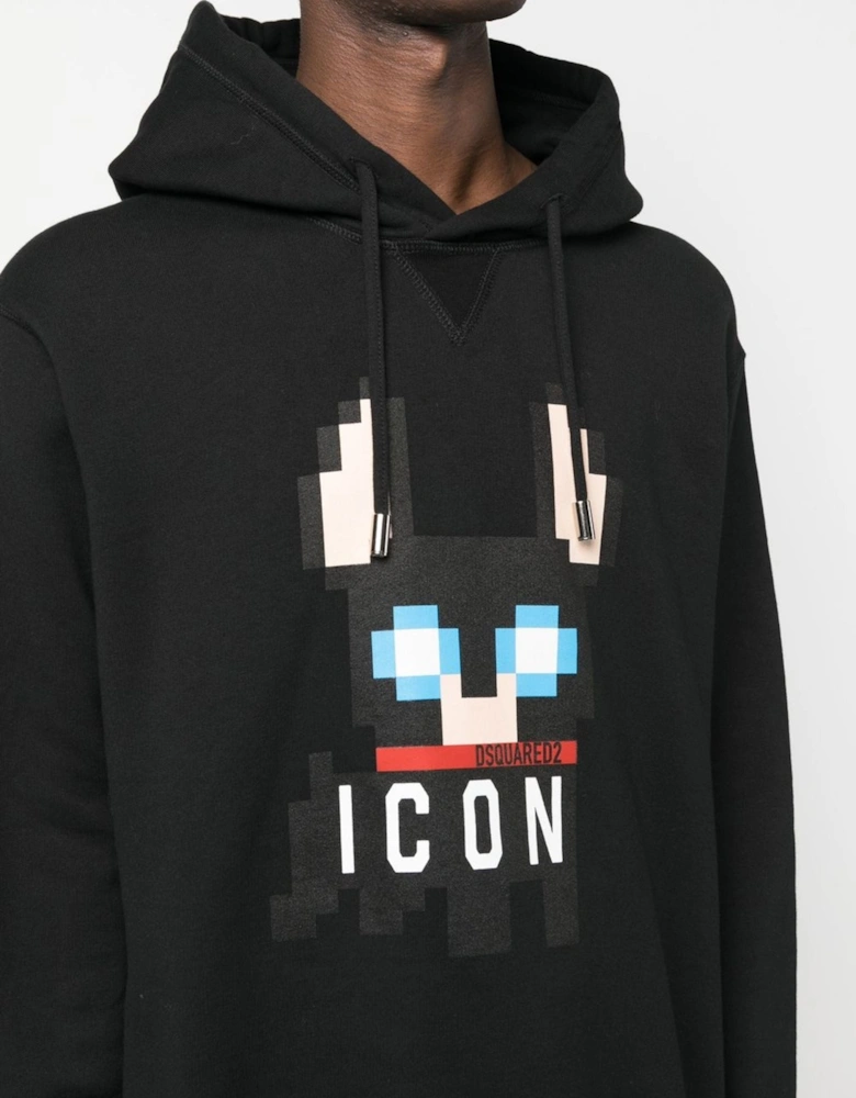 Pixelated Ciro Printed Hoodie in Black