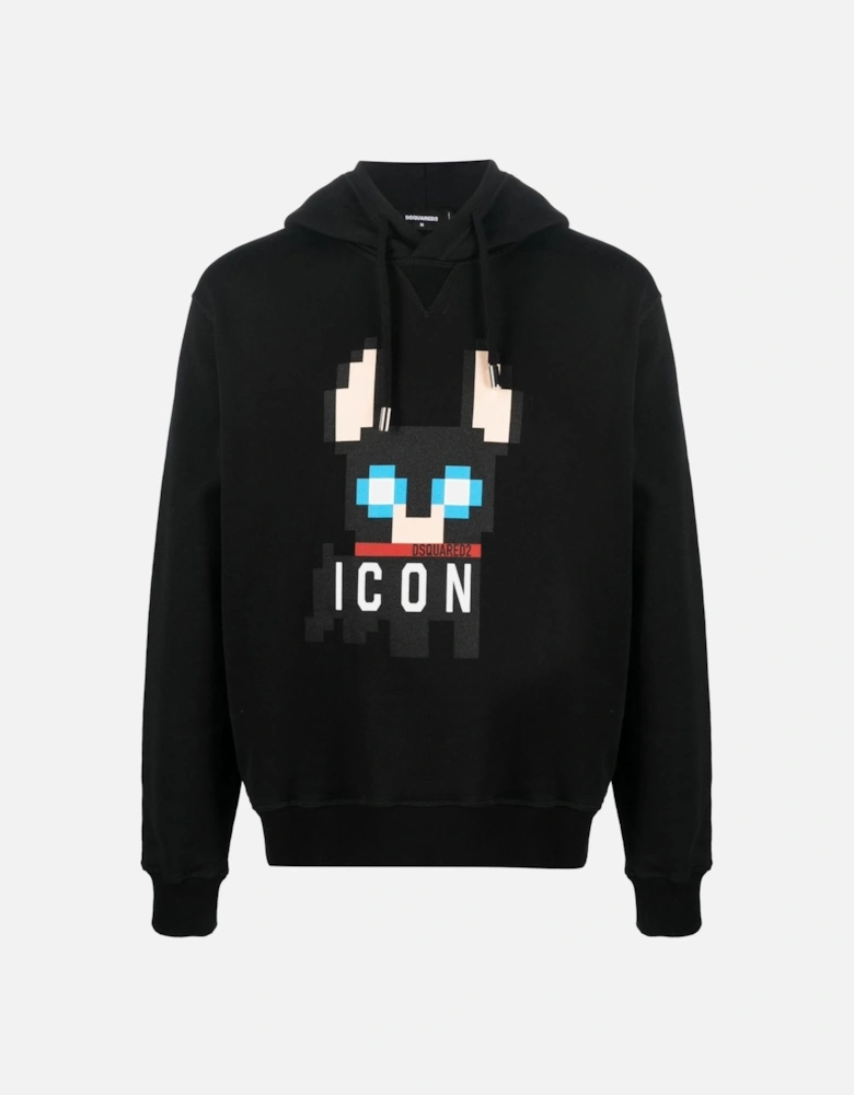 Pixelated Ciro Printed Hoodie in Black