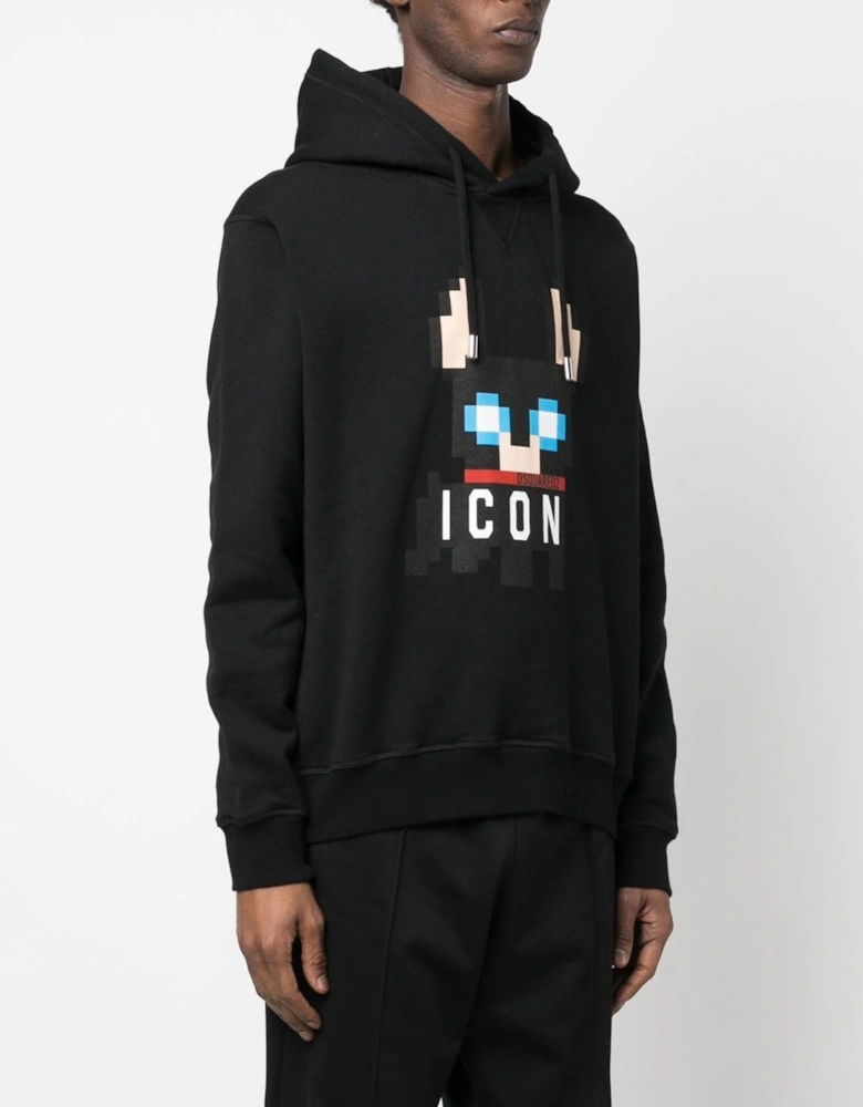 Pixelated Ciro Printed Hoodie in Black