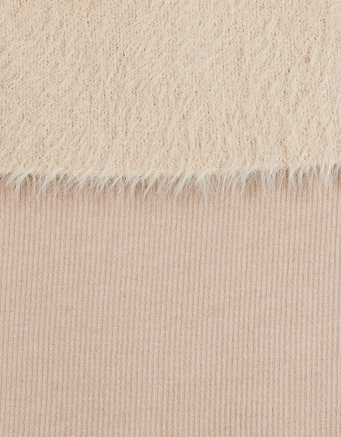 Bardot Fluffy Jumper - Beige