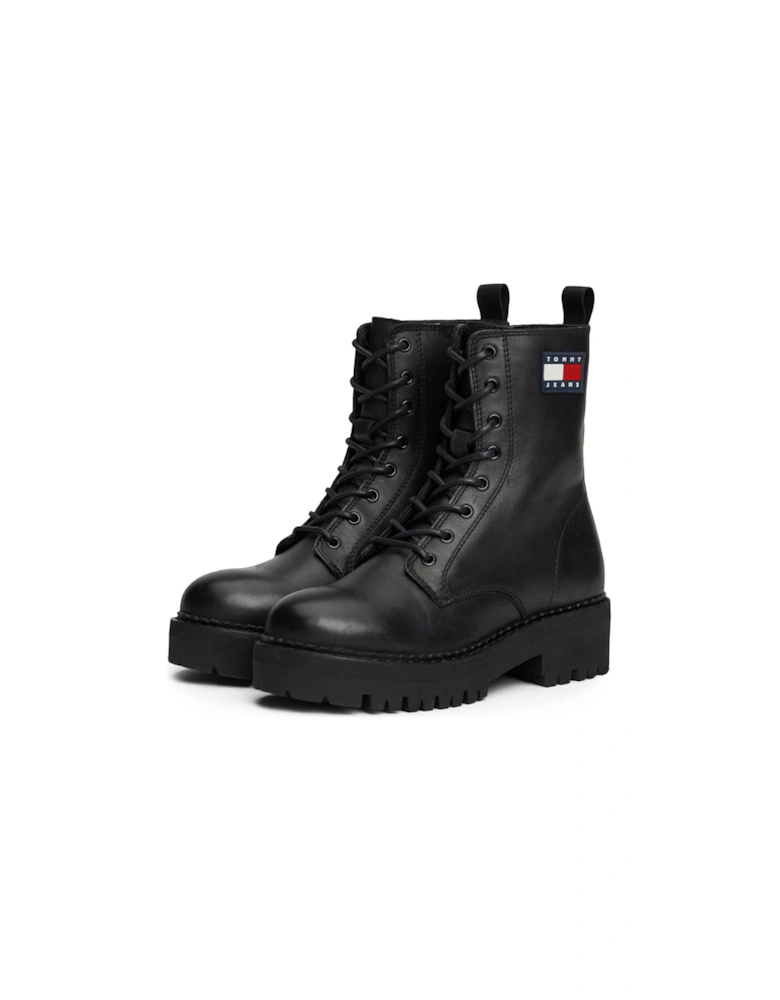 Logo Lace Up Boots - Black