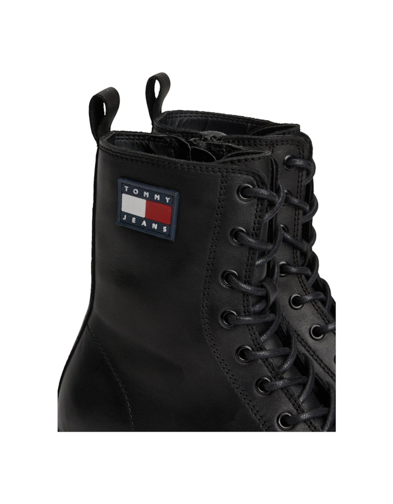 Logo Lace Up Boots - Black
