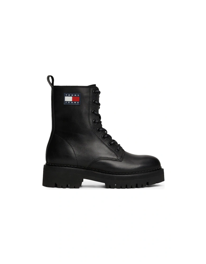 Logo Lace Up Boots - Black