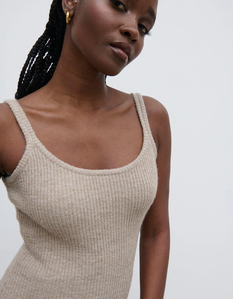 Winnie Strappy Knit Dress - Beige